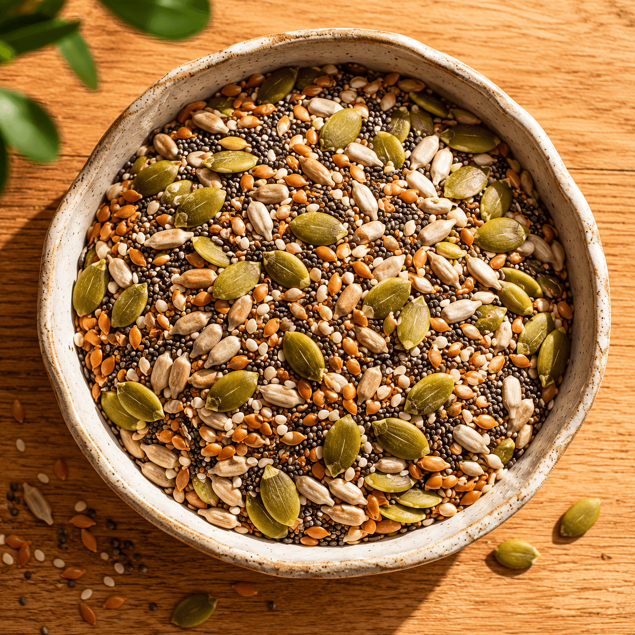 Tigela com mix de sementes naturais